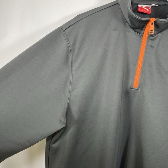 Puma Golf 1/4 Zip Pullover Men Size Large Gray Orange Performance Stretch Jacket - Picture 6 of 12